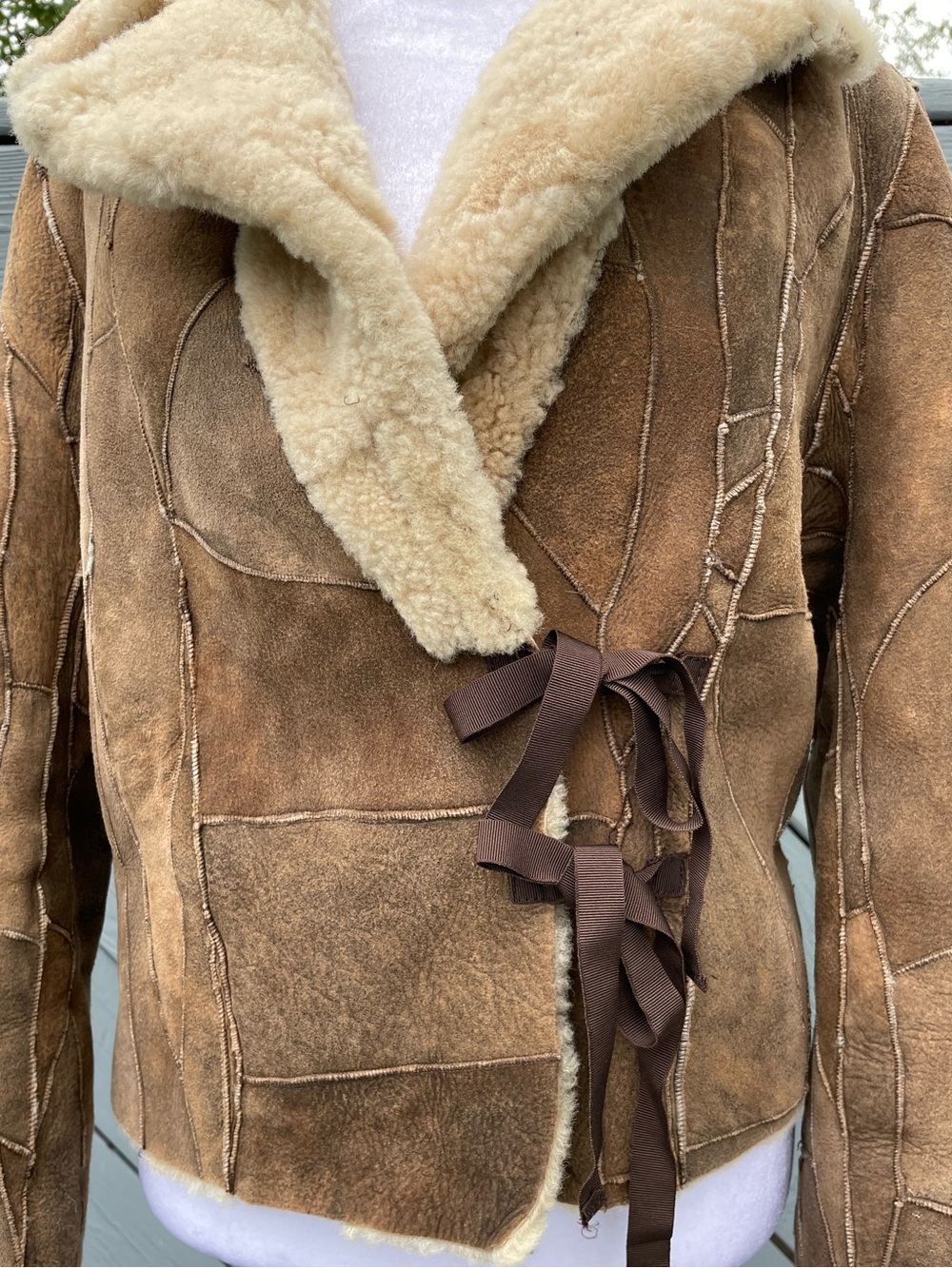 Clara Collins Paris Women’s Shearling Patchwork Jacket with Collar size 38 US 6 - Picture 4 of 10